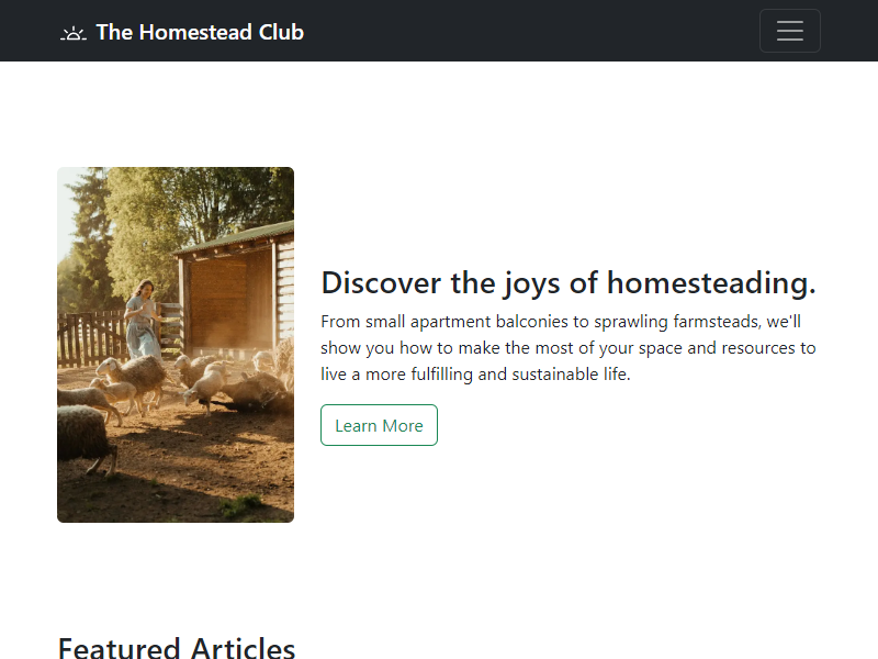 A brand website about homesteading.